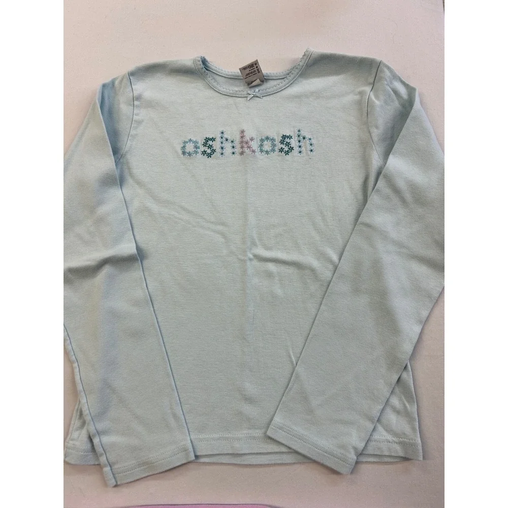 Y2K OshKosh Bgosh Girls 2-Pack Long Sleeve Embroidered Logo Shirts Size 14/16